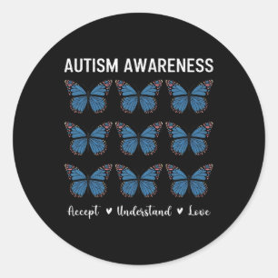 Sticker Rond Accepter Comprendre la Sensibilisation sur l'autis