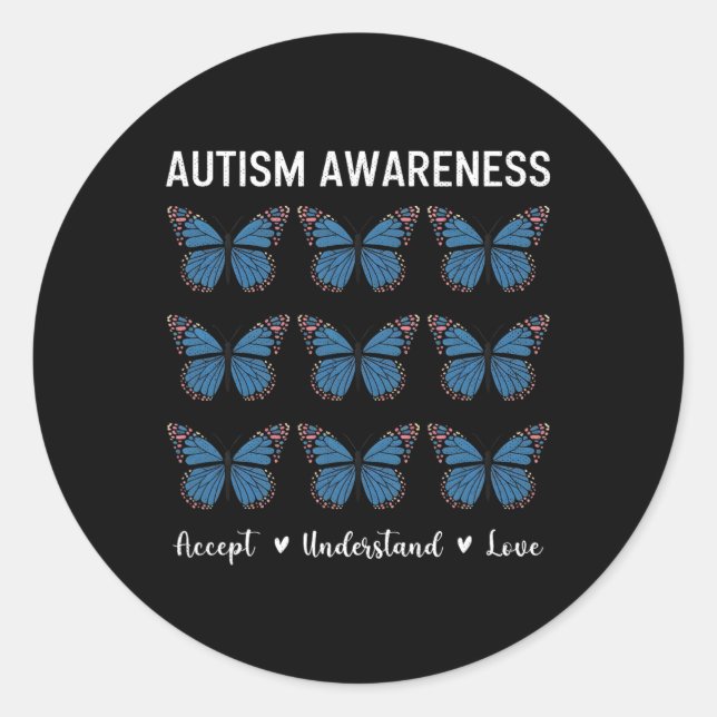 Sticker Rond Accepter Comprendre la Sensibilisation sur l'autis (Devant)