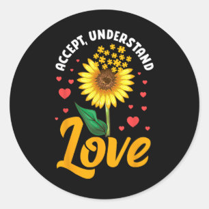 Sticker Rond Accepter Comprendre l'amour Sensibilisation sur l'