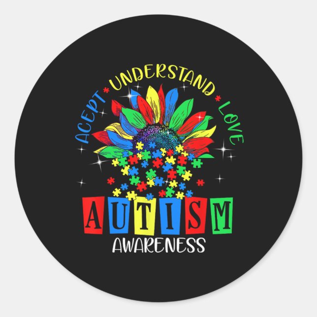Sticker Rond Accepter l'amour comprendre la Sensibilisation sur (Devant)