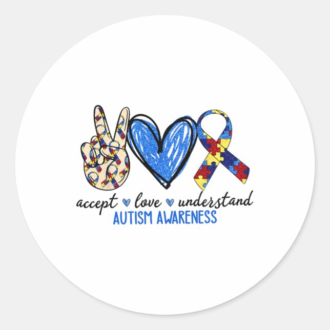 Sticker Rond Accepter l'amour comprendre la Sensibilisation sur (Devant)