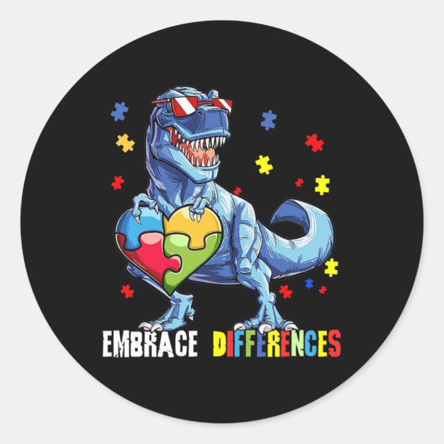Sticker Rond Accepter les différences Asd Spectrum Dinosaure Au (Devant)