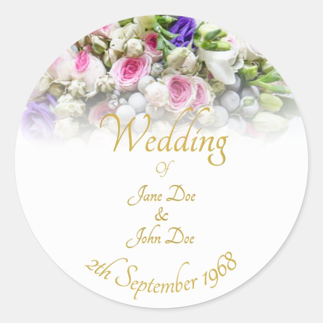 Sticker Rond Accessoires de mariage - Mariée avec un mariage co (Devant)