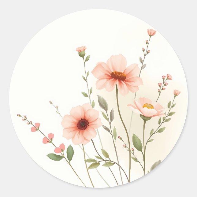 Sticker Rond Accessoires fleurs sauvages et feutre doux (Devant)