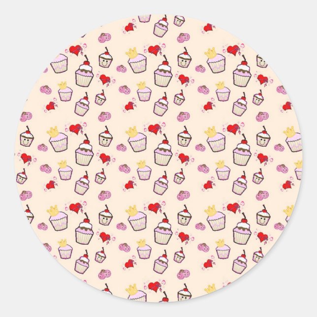 Sticker Rond Accessoires Motifs Kawaii Cupcakes (Devant)