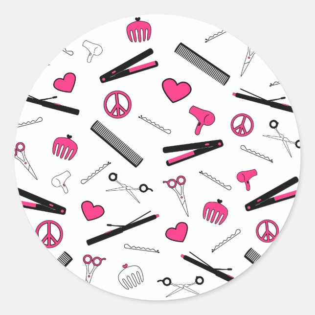 Sticker Rond Accessoires pour la paix, l'amour et les cheveux ( (Devant)