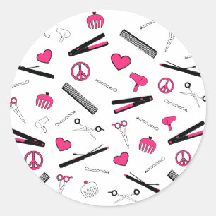 Sticker Rond Accessoires pour la paix, l'amour et les cheveux (