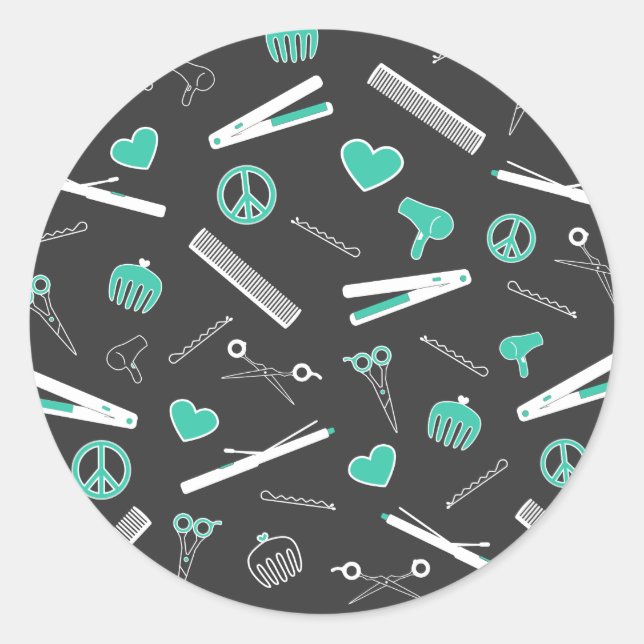 Sticker Rond Accessoires pour la paix, l'amour et les cheveux ( (Devant)