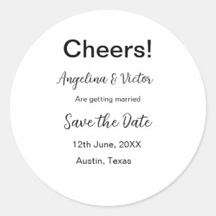 Sticker Rond Acclamations enregistrer la date simple minimalist