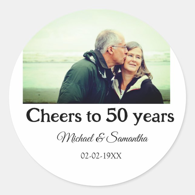 Sticker Rond acclamations pour les 50 ans d'anniversaire nom ph (Devant)