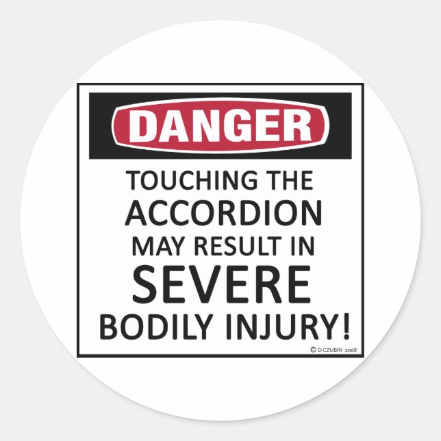 Sticker Rond Accordéon de danger (Devant)