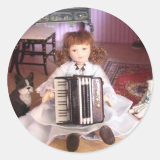 STICKER ROND ACCORDION GIRL