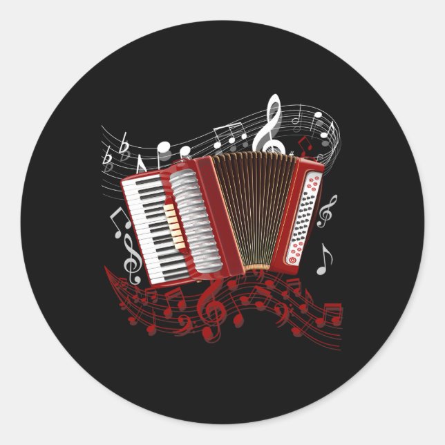 Sticker Rond Accordion Player Folk Music Accordion (Devant)