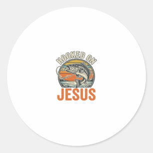 Sticker Rond Accro à Jésus Bass Fishing Vintage Foi
