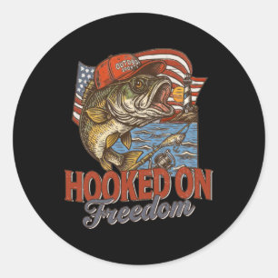 Sticker Rond Accro à la liberté Joyeux 14 juillet pêche Americ