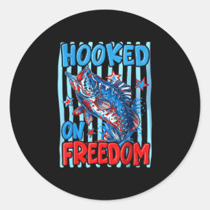 Sticker Rond Accro à la liberté pêche de 4 juillet bass patriot