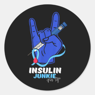 Sticker Rond Accro à l'insuline pour la vie _ Diabétique _ Diab