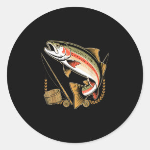 Sticker Rond Accro au pêcheur à la mouche de truite pêche à la
