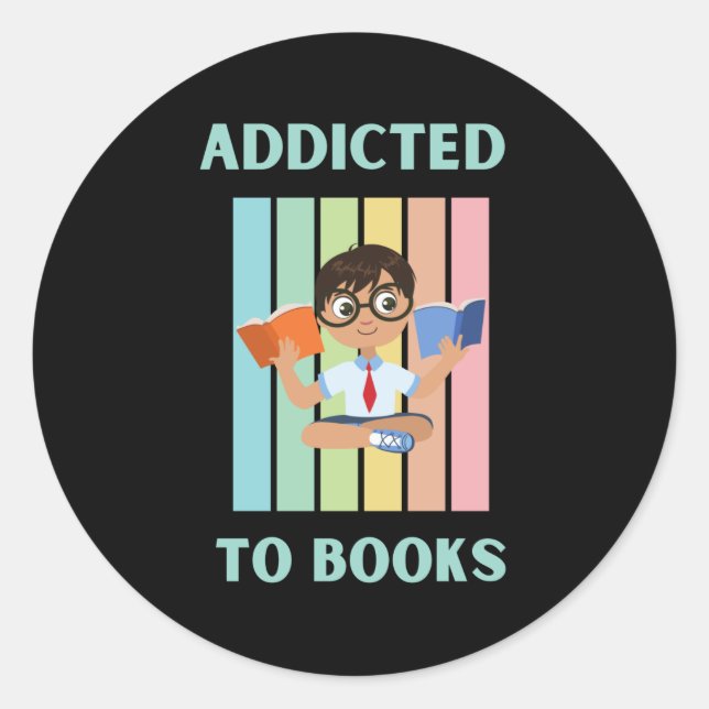 Sticker Rond accro aux livres (Devant)