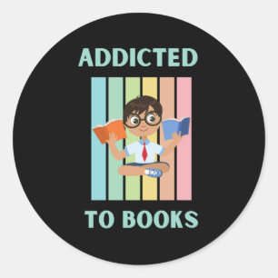 Sticker Rond accro aux livres