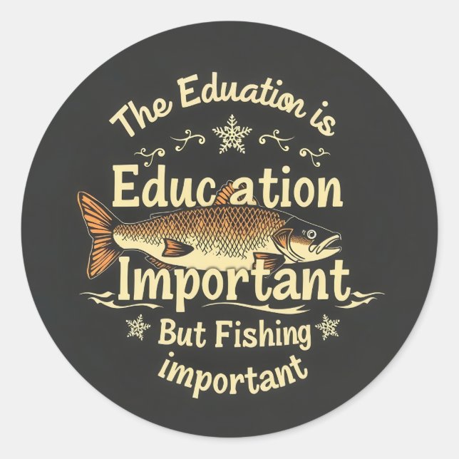 Sticker Rond Accroché à l'apprentissage : pêche vs éducation (Devant)