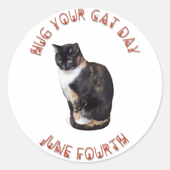 Sticker Rond Accrochez votre chat Jour 4 juin (Devant)