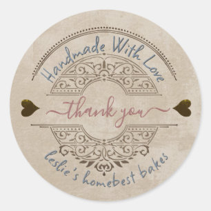 Sticker Rond Accueil Boulangerie Fabriquée Merci Kraft Grunge H
