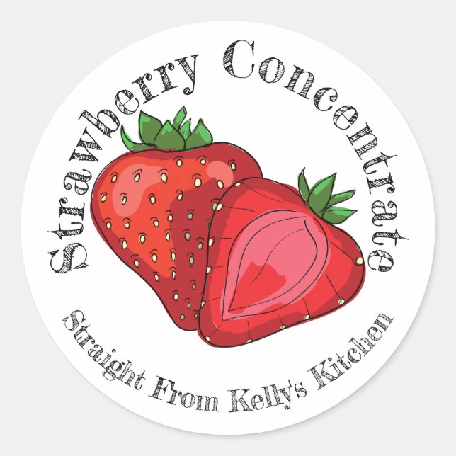 Sticker Rond Accueil Canning Business Strawberry Concentré Étiq (Devant)