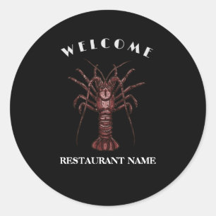 Sticker Rond Accueil de fruits de mer modernes Lobster Restaura