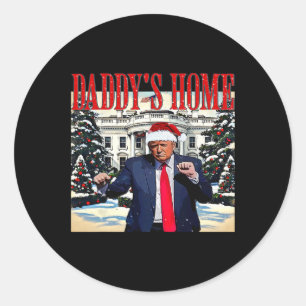 Sticker Rond Accueil de papa Edition Noël Maison Blanche Trump