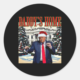 Sticker Rond Accueil de papa Edition Noël Maison Blanche Trump