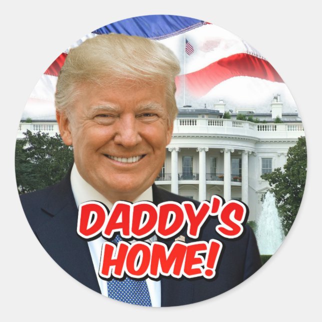 Sticker Rond Accueil de papa Le président Donald Trump 2024 Vic (Devant)
