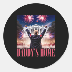 Sticker Rond Accueil de papa Trump 2024 Rendre 4 juillet grand