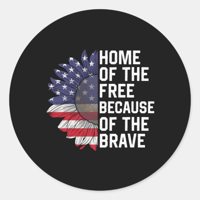 Sticker Rond Accueil Des Libres Parce Que Le Brave Drapeau Usa (Devant)