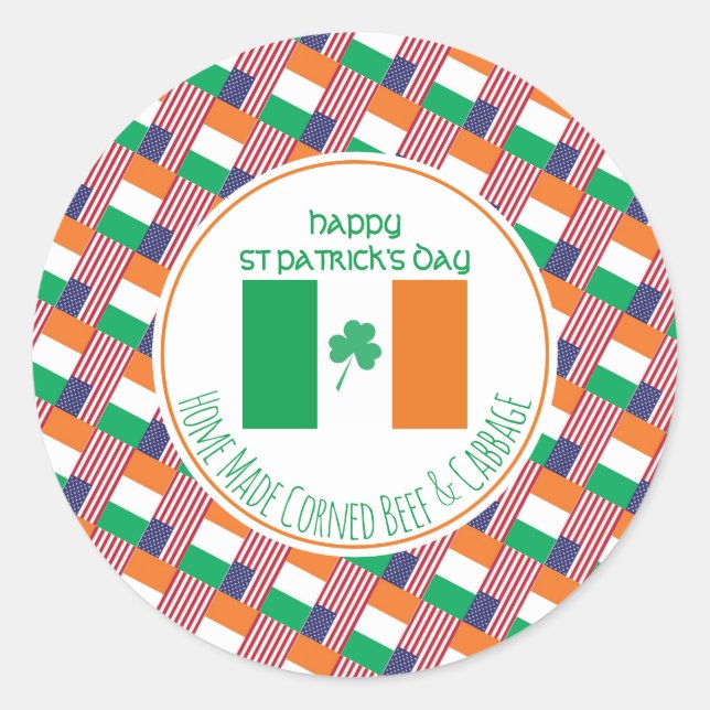 Sticker Rond Accueil Fabriqué IRLANDE AMERICAN Corned Beef Cabb