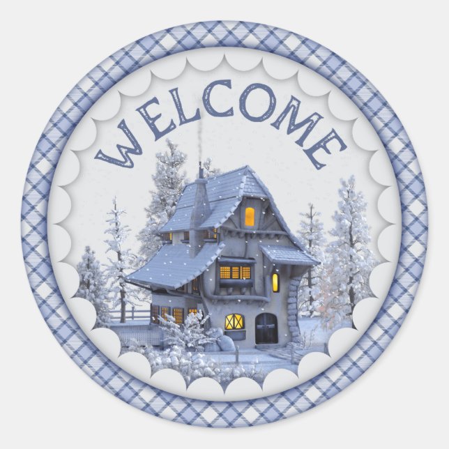 Sticker Rond Accueil hivernal chaud (Devant)