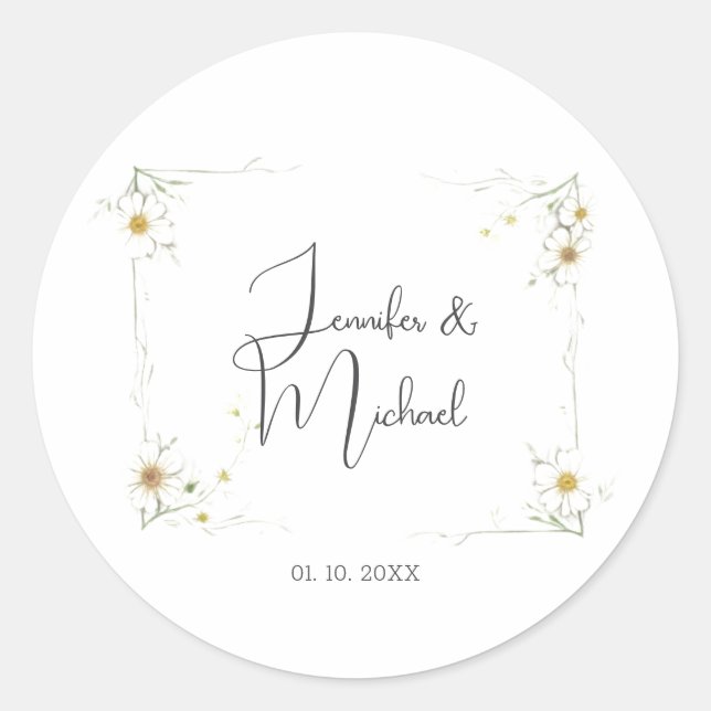 Sticker Rond Accueil minimaliste Mariage moderne (Devant)