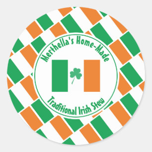Sticker Rond Accueil Shamrock du drapeau irlandais Made IRISH S