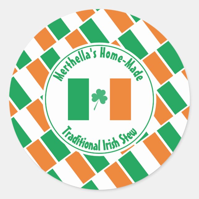 Sticker Rond Accueil Shamrock du drapeau irlandais Made IRISH S (Devant)