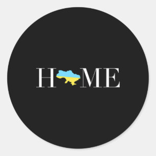 Sticker Rond Accueil Ukraine Drapeau ukrainien Uni