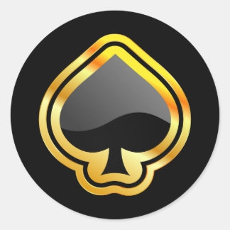 Sticker Rond Ace d'or des pique
