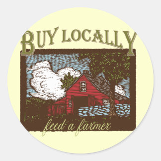 Sticker Rond Acheter local, nourrir un agriculteur
