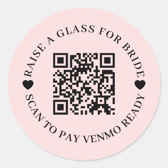 Sticker Rond Acheter un verre à la mariée Code QR Design Rose (Devant)