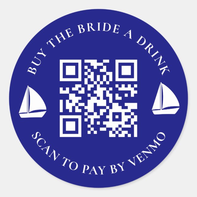 Sticker Rond Acheter un verre à la mariée Code QR pour l'enterr (Devant)