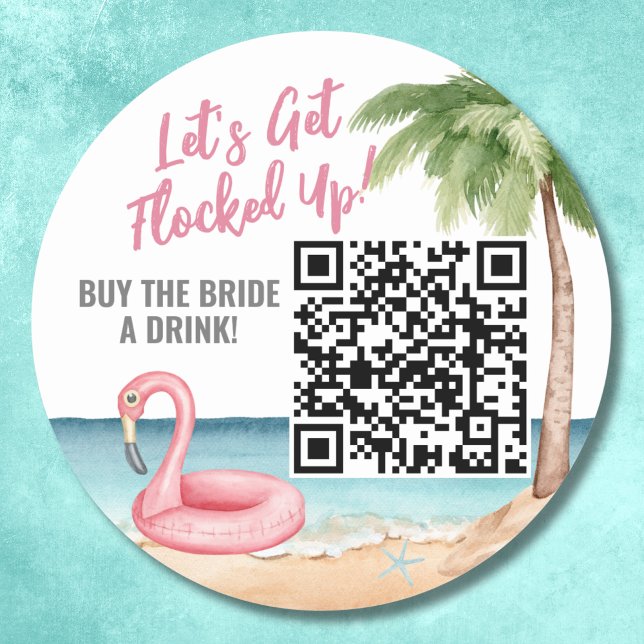 Sticker Rond Acheter une Boisson à la Mariée Code QR Enterremen (Bachelorette Buy Bride A Drink QR Code Classic Round Sticker)