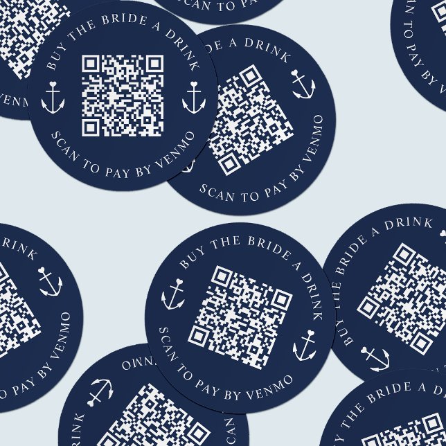 Sticker Rond Achetez la Mariée un Verre EVJF Code QR (Créateur téléchargé)