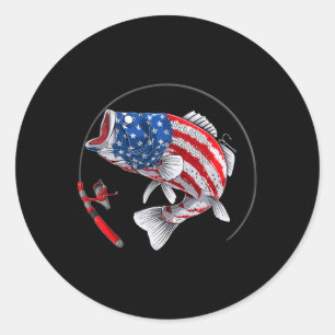 Sticker Rond Achigan à grande bouche États-Unis Drapeau américa