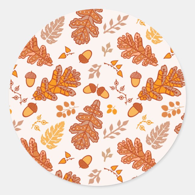 Sticker Rond Acorns et feuilles d'automne (Devant)
