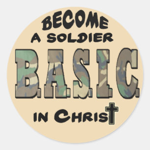 STICKER ROND ACRONYME CHRÉTIEN DE BASE - SOLDAT EN CHRIST