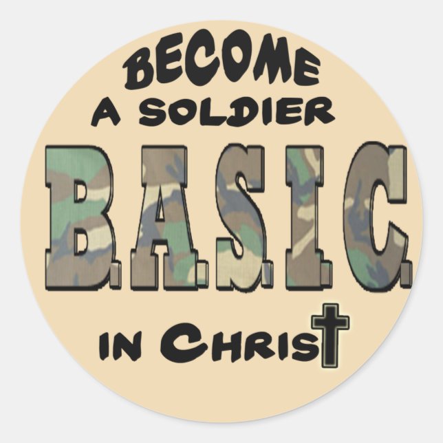 STICKER ROND ACRONYME CHRÉTIEN DE BASE - SOLDAT EN CHRIST (Devant)